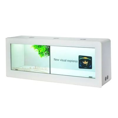 55 Inch Transparent LCD Showcase với Capacitive Touch và 1x2 Splicing Wall LCD Display Cabinet