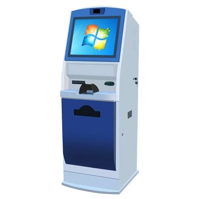 Kiosk tự phục vụ màn hình cảm ứng 19 inch có đầu đọc thẻ ID và máy in A4