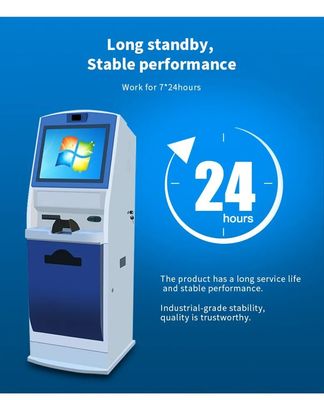 Kiosk tự phục vụ màn hình cảm ứng 19 inch có đầu đọc thẻ ID và máy in A4