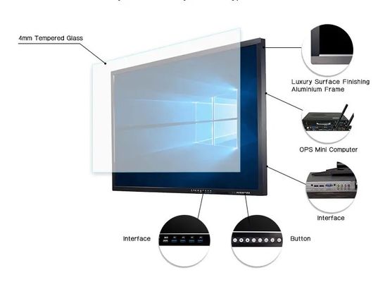 Màn hình cảm ứng thông minh 55 inch màn hình tương tác phẳng với tỷ lệ khung hình 16: 9 và cảm ứng 10 điểm