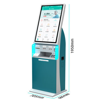 Kiosk màn hình cảm ứng 32 inch tự phục vụ với máy in A5 và máy quét mã vạch