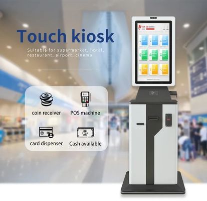 Kiosk tự phục vụ màn hình cảm ứng tùy biến với máy phát thẻ động cơ và thiết kế bảo trì thấp
