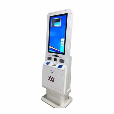 Kiosk tự kiểm tra đa ngôn ngữ với máy chấp nhận tiền mặt và máy đọc thẻ tín dụng
