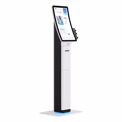 Kiosk POS thanh lịch với máy quét mã vạch và máy in biên lai để tự phục vụ hợp lý