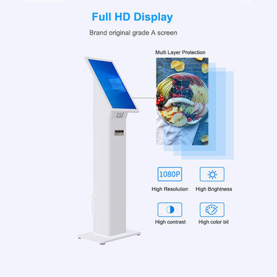 Kiosk tự kiểm tra với trình đọc thẻ nhận dạng mã QR, hệ điều hành Windows 10 và đèn LED tùy chỉnh để kiểm tra khách hàng hiệu quả