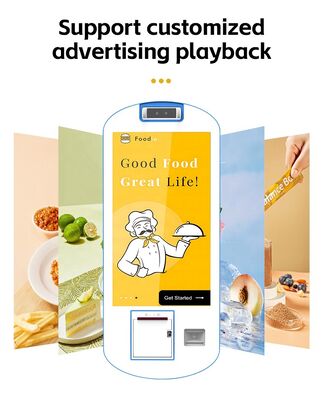 21.5 Inch Touchscreen Wall Mounted Self Ordering Kiosk with Multi-language Support and Cashless Payment Terminal