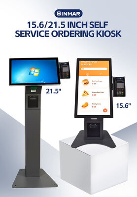 21.5 inch tự đặt hàng Kiosk với hỗ trợ đa ngôn ngữ và Metal Case Toughened Glass Panel