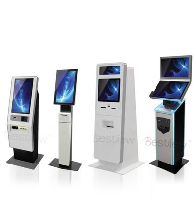 21.5 inch sàn đứng tự đặt hàng kiosk với 10-điểm màn hình cảm ứng dung lượng và tùy chọn máy in nhiệt