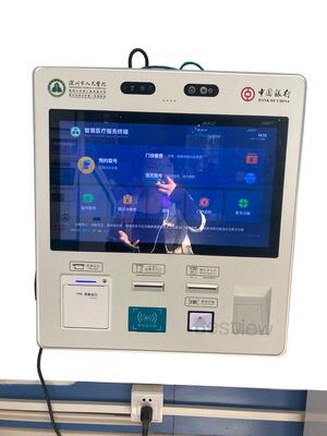 21.5 inch sàn đứng tự đặt hàng kiosk với 10-điểm màn hình cảm ứng dung lượng và tùy chọn máy in nhiệt