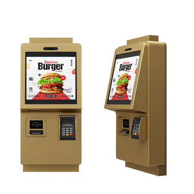 Kiosk tự đặt hàng màn hình cảm ứng dung lượng 24 inch với độ phân giải 1920X1080 và thiết kế gắn tường để đặt hàng thực phẩm trong nhà