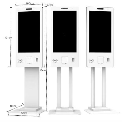 POS Kiosk Hệ thống tất cả trong một với màn hình cảm ứng dung lượng Máy in nhiệt 80mm và máy đọc thẻ NFC để tự phục vụ thanh toán