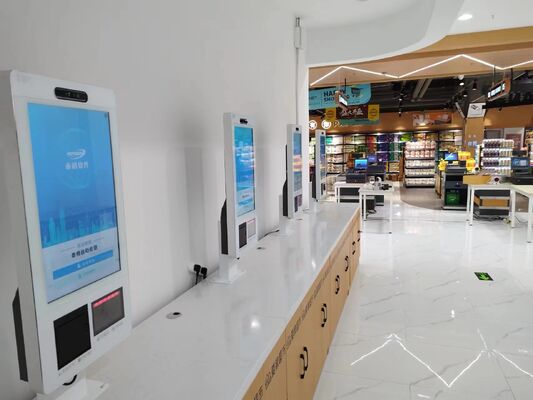 POS Kiosk Hệ thống tất cả trong một với màn hình cảm ứng dung lượng Máy in nhiệt 80mm và máy đọc thẻ NFC để tự phục vụ thanh toán