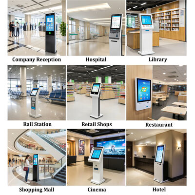 Kiosk tự kiểm tra Android POS với máy quét hộ chiếu và máy phát thẻ cho khách sạn