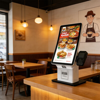 Kiosk tự kiểm tra với cảm ứng dung lượng 10 điểm, màn hình LCD độ phân giải 1920X1080 và CMS dựa trên đám mây để tự phục vụ tương tác