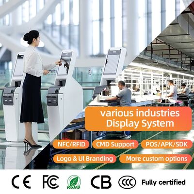 Kiosk tự kiểm tra với cảm ứng dung lượng 10 điểm, màn hình LCD độ phân giải 1920X1080 và CMS dựa trên đám mây để tự phục vụ tương tác