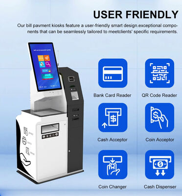 Kiosk tự phục vụ với màn hình cảm ứng 10 điểm có dung lượng Màu sắc tùy chỉnh và sàn Đứng trên tường Lắp đặt trên mặt bàn
