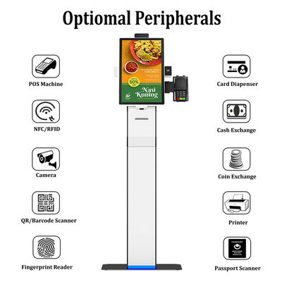 Fast Food Self Checkin Kiosk with Capacitive Touch 10 Point Screen 1920X1080 Resolution and Facial Recognition for Restaurants