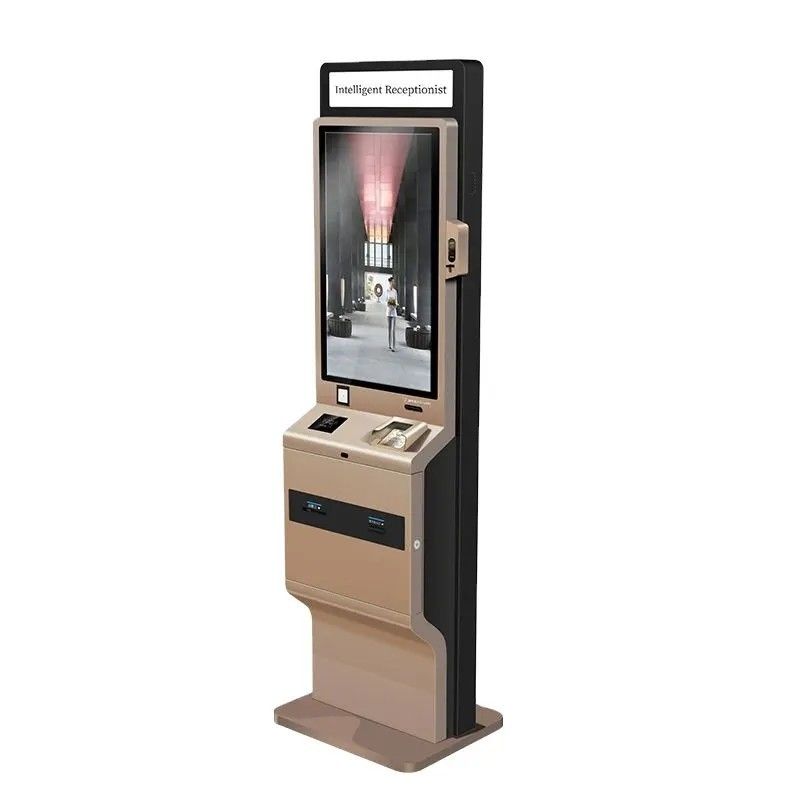 Đứng miễn phí 90W màn hình cảm ứng Kiosk tự phục vụ với hộp đèn LED và máy in nhiệt