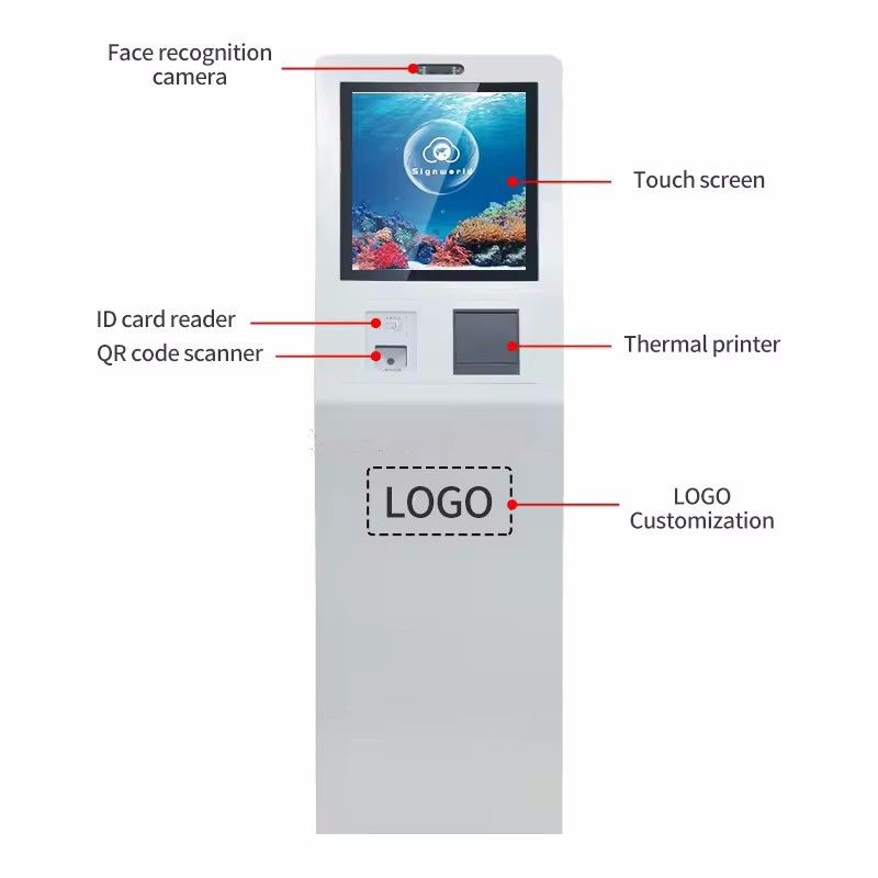 Màn hình cảm ứng kỹ thuật số Kiosk 19 inch với Bộ xử lý Intel Core I3 và Windows 10 cho Dịch vụ tự phục vụ tương tác