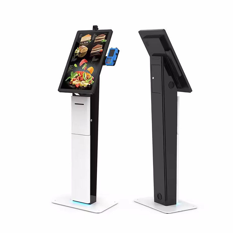 Kiosk tự phục vụ đứng trên sàn Kiosk tự phục vụ Pos với màn hình cảm ứng LED