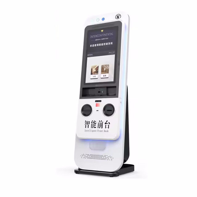 Kiosk tự phục vụ kiểm tra với máy đọc thẻ máy móc để kiểm tra hợp lý