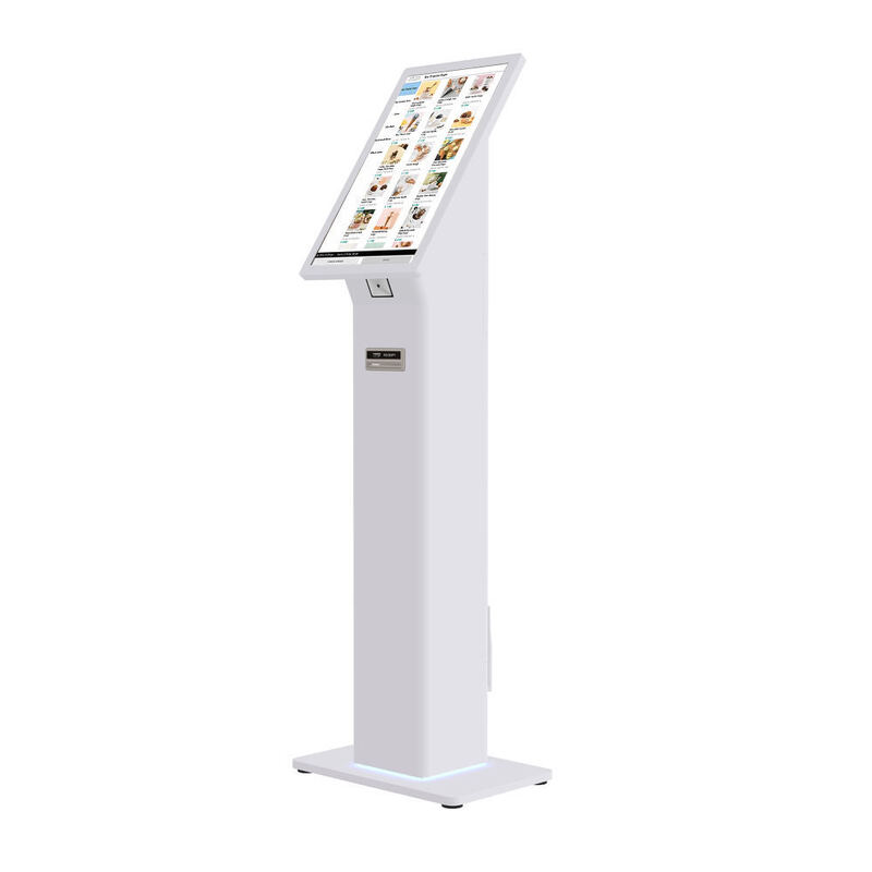 Kiosk tự kiểm tra với trình đọc thẻ nhận dạng mã QR, hệ điều hành Windows 10 và đèn LED tùy chỉnh để kiểm tra khách hàng hiệu quả